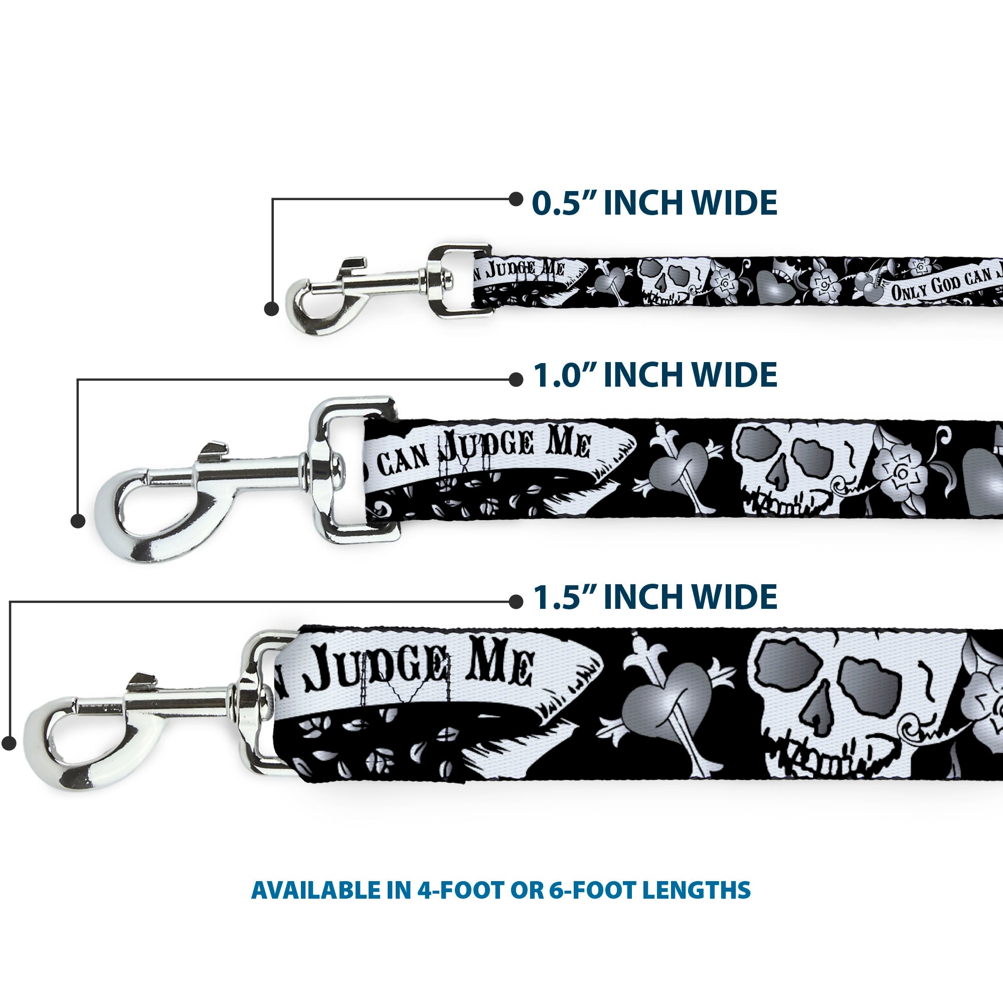 Dog Leash - Only God Can Judge Me Black/White Dog Leashes Buckle-Down