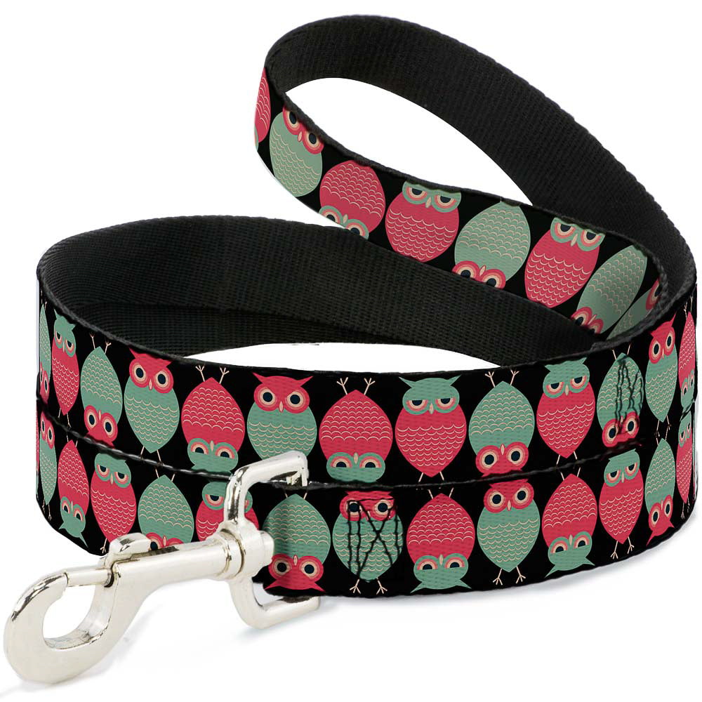 Dog Leash - Owls Flip Black/Mauve/Sage Dog Leashes Buckle-Down