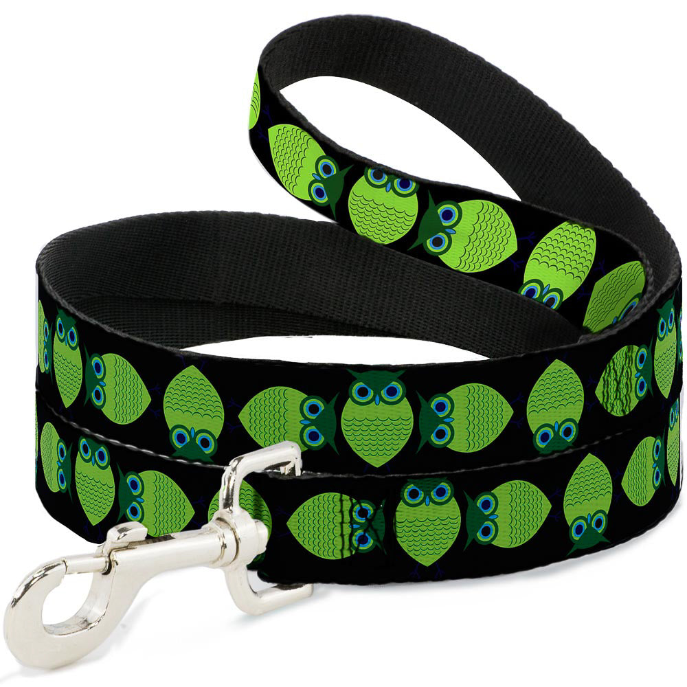 Dog Leash - Owls Spin Black/Green Dog Leashes Buckle-Down