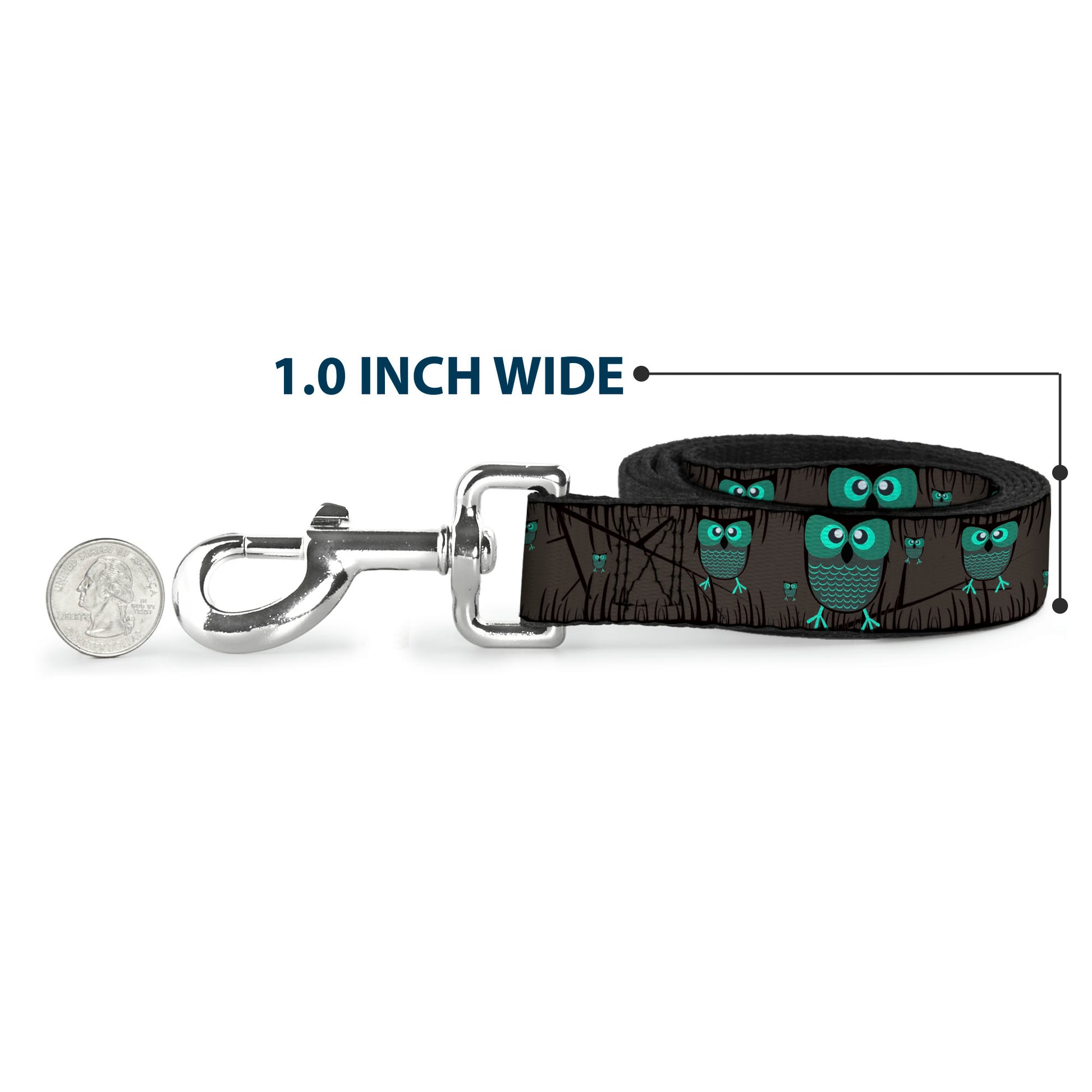 Dog Leash - Owls in Trees Turquoise Dog Leashes Buckle-Down
