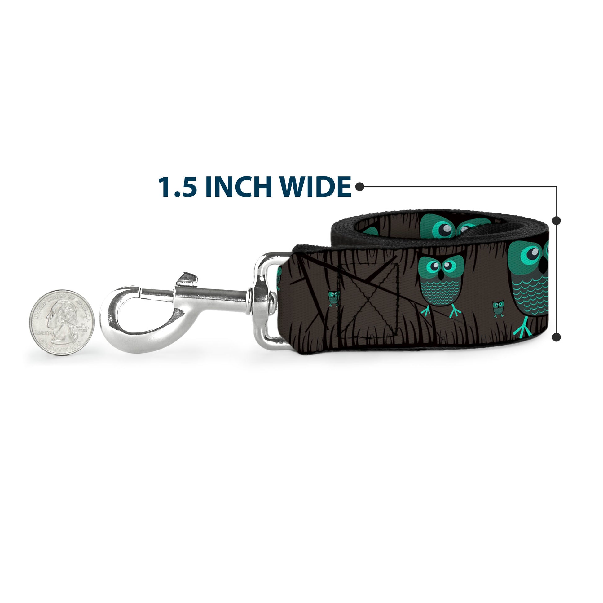 Dog Leash - Owls in Trees Turquoise Dog Leashes Buckle-Down