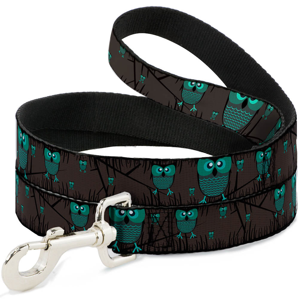 Dog Leash - Owls in Trees Turquoise Dog Leashes Buckle-Down