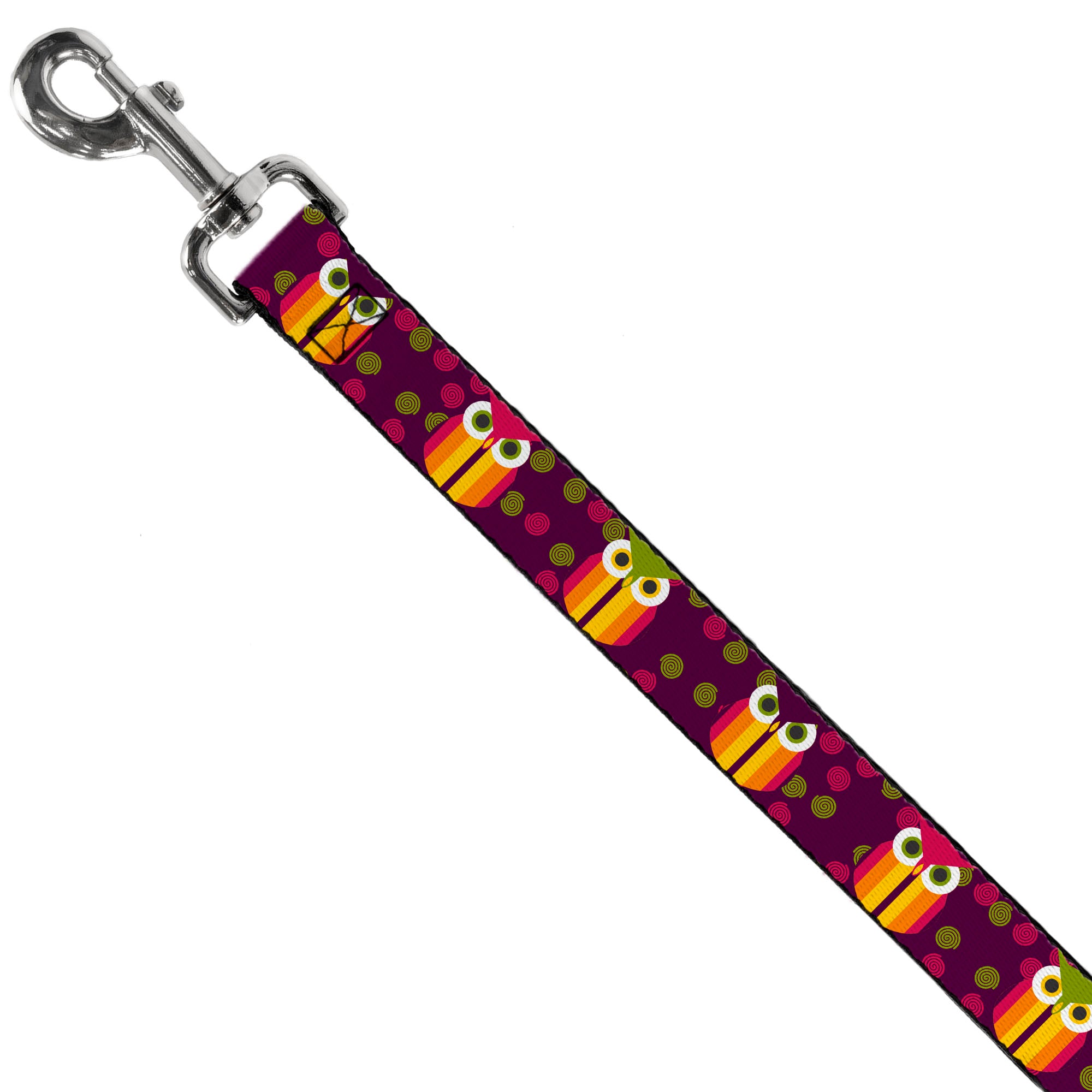 Dog Leash - Owls Striped w/Swirls Purple Dog Leashes Buckle-Down