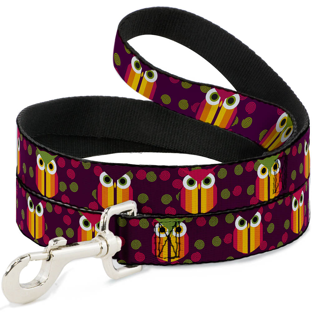Dog Leash - Owls Striped w/Swirls Purple Dog Leashes Buckle-Down