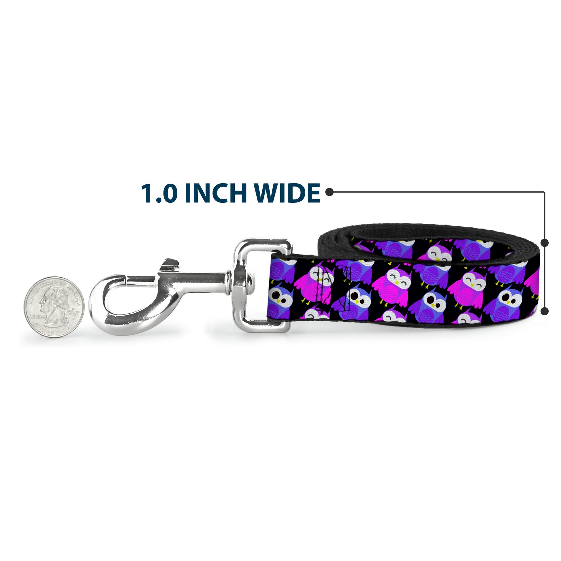 Dog Leash - Owl Eyes Black/Purples/Pinks Dog Leashes Buckle-Down