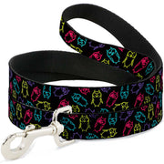 Dog Leash - Owl Sketch Black/Multi Color Dog Leashes Buckle-Down
