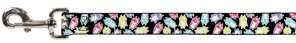 Dog Leash - Owl Sketch Black/White/Multi Color Dog Leashes Buckle-Down