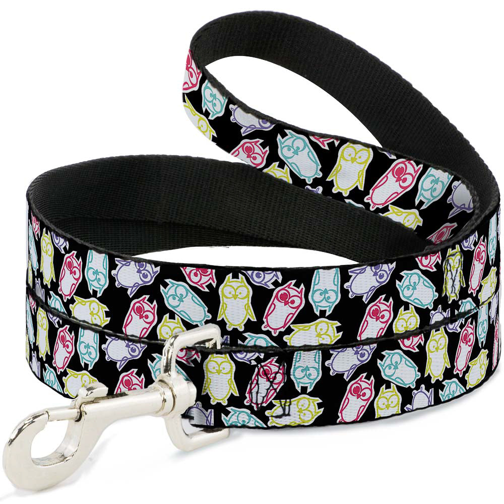 Dog Leash - Owl Sketch Black/White/Multi Color Dog Leashes Buckle-Down