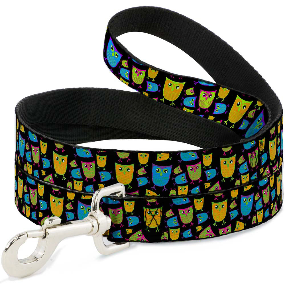 Dog Leash - Owls Black/Multi Neon Dog Leashes Buckle-Down