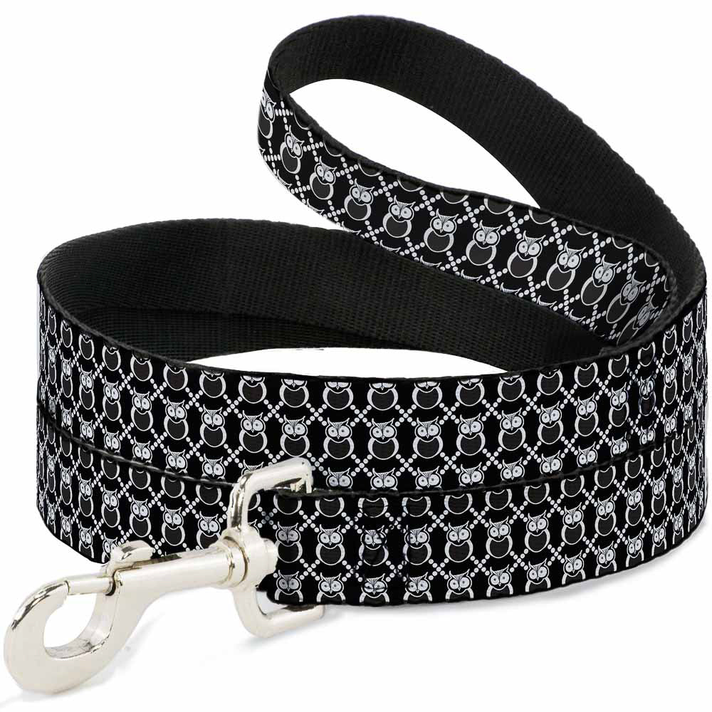 Dog Leash - Owls Monogram Black/White Dog Leashes Buckle-Down