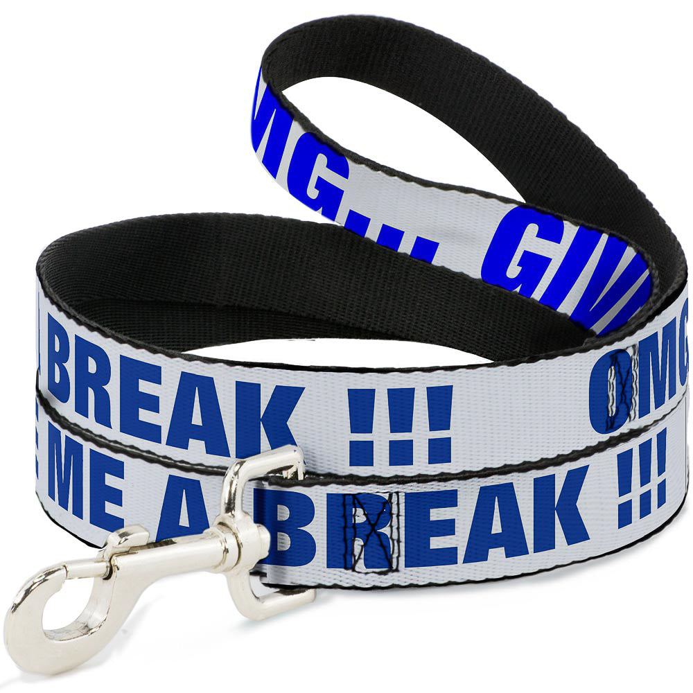 Dog Leash - OMGâ€¦GIVE ME A BREAK!!! White/Royal Dog Leashes Buckle-Down