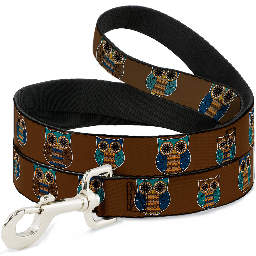 Dog Leash - Owls Brown/Pastel Dog Leashes Buckle-Down