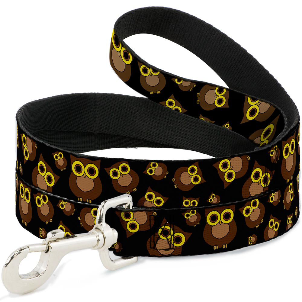 Dog Leash - Owls Scattered Black/Brown/Yellow Dog Leashes Buckle-Down