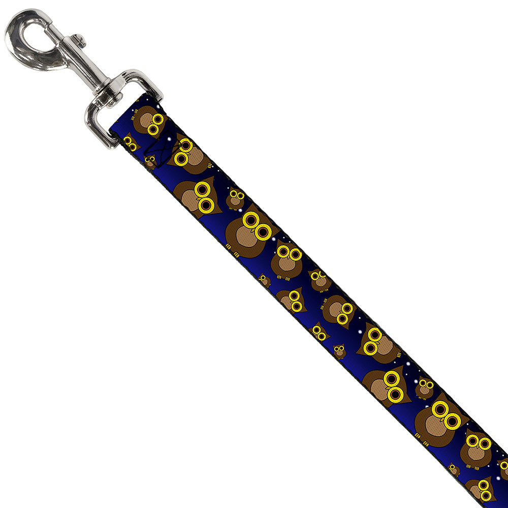 Dog Leash - Owls Scattered Black/Blue-Fade/Yellow Dog Leashes Buckle-Down
