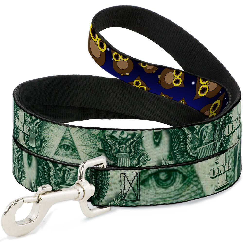Dog Leash - Owls Scattered Black/Blue-Fade/Yellow Dog Leashes Buckle-Down