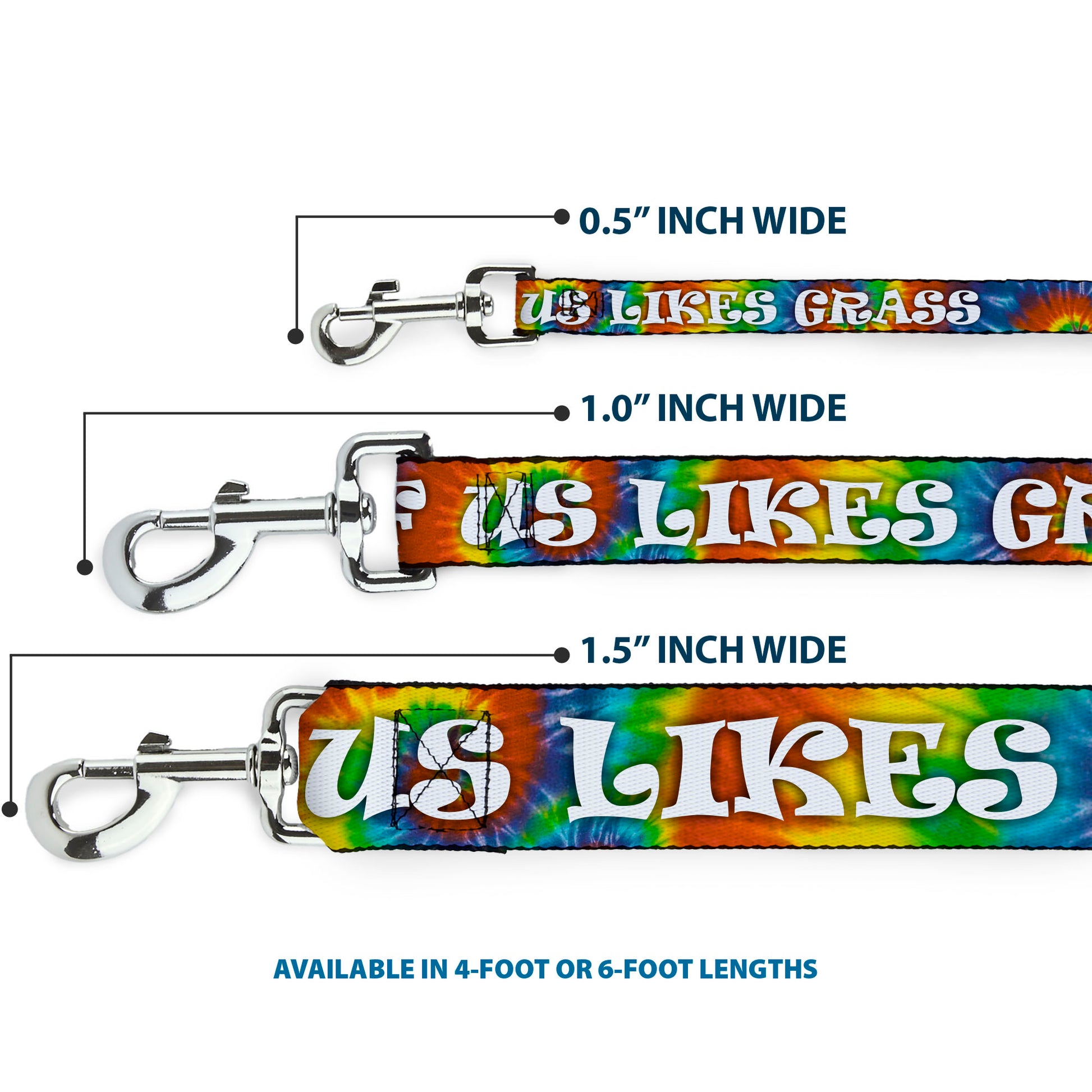 Buckle-Down Dog Leash - ONE OF US LIKES GRASS/Tie Dye Multi Color/White Dog Leashes Buckle-Down