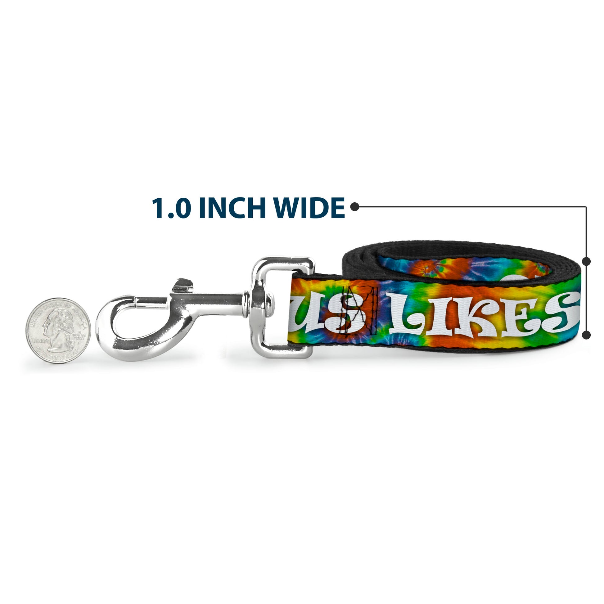 Buckle-Down Dog Leash - ONE OF US LIKES GRASS/Tie Dye Multi Color/White Dog Leashes Buckle-Down