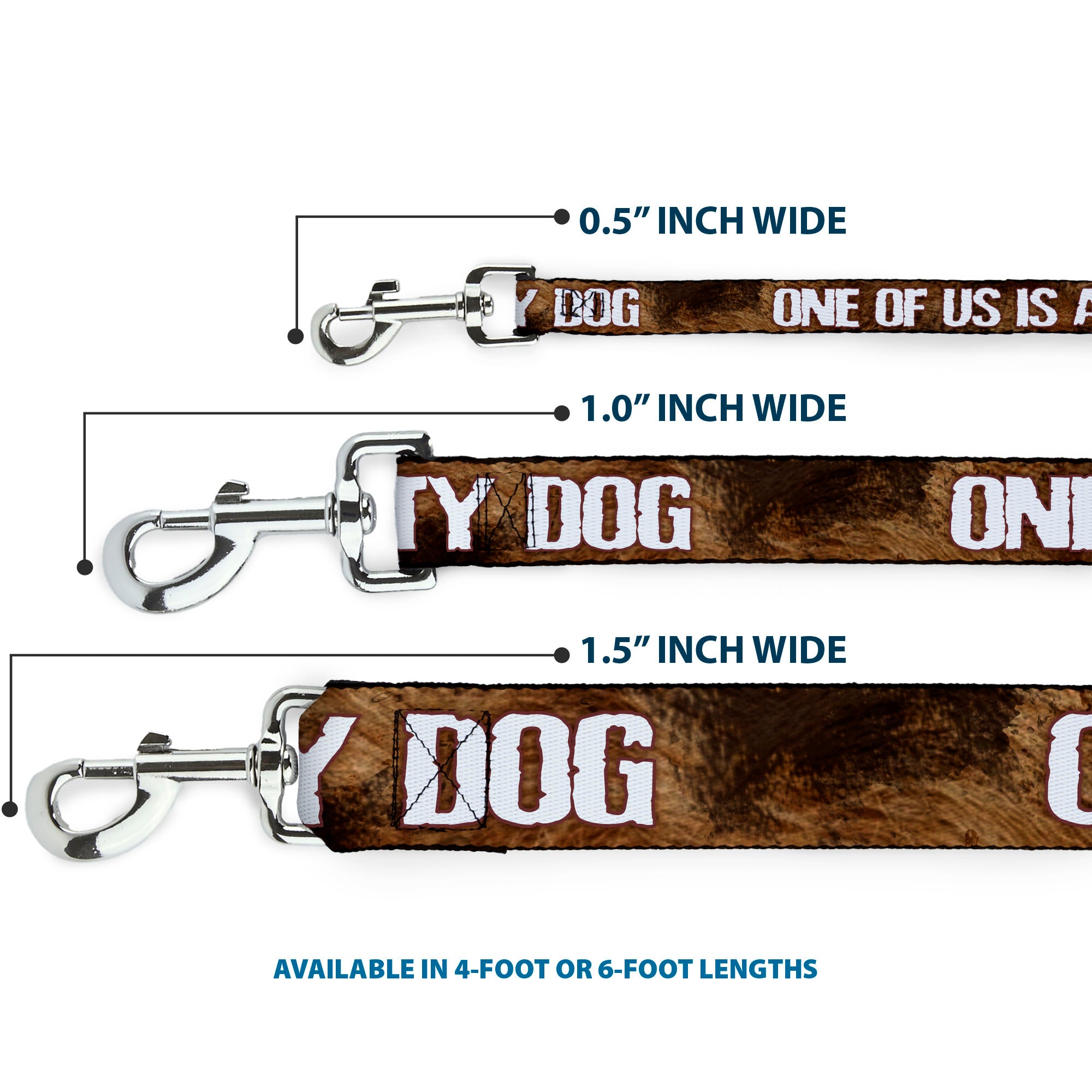 Buckle-Down Dog Leash - ONE OF US IS A DIRTY DOG/Fur Brown/White Dog Leashes Buckle-Down