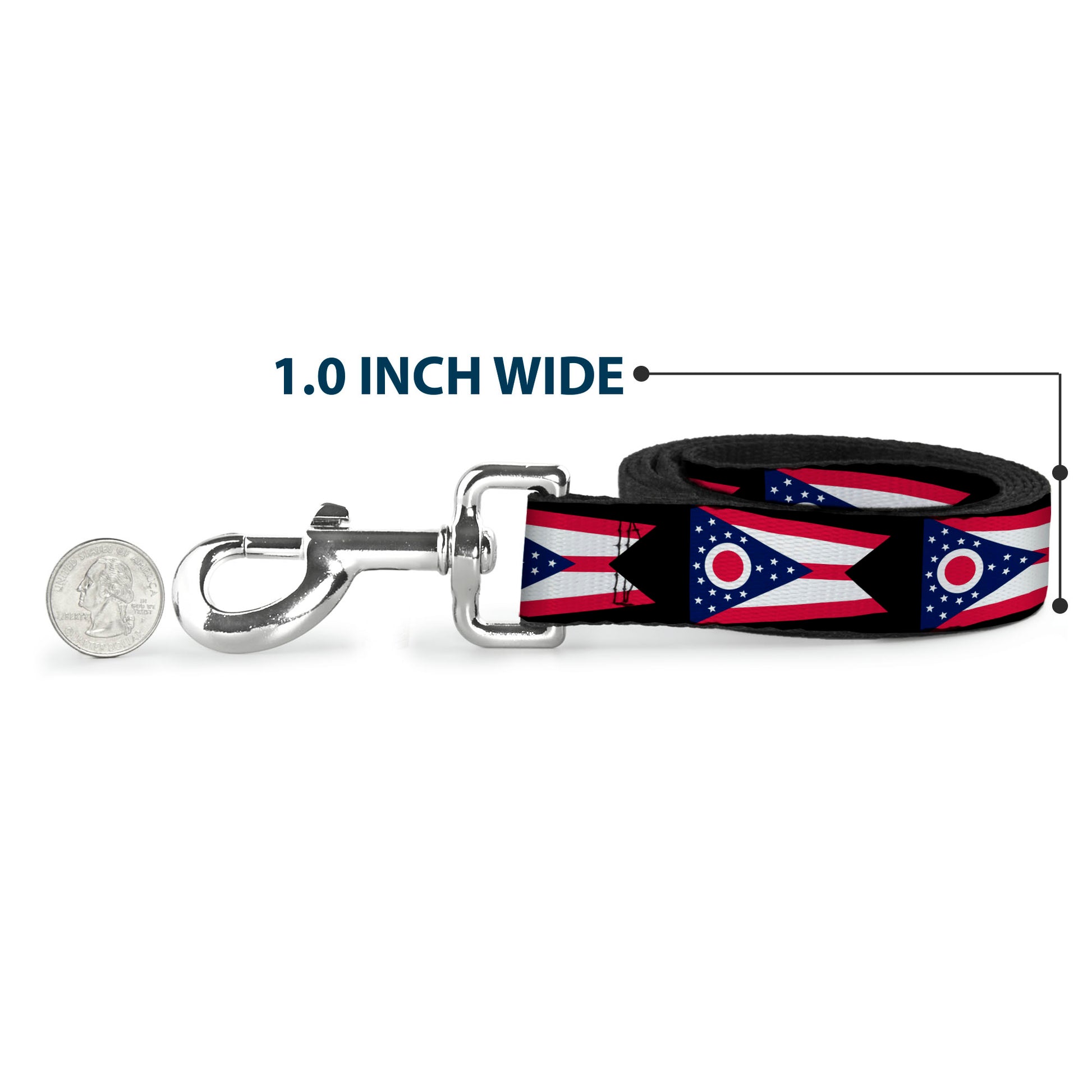 Dog Leash - Ohio Flag Repeat Black Dog Leashes Buckle-Down