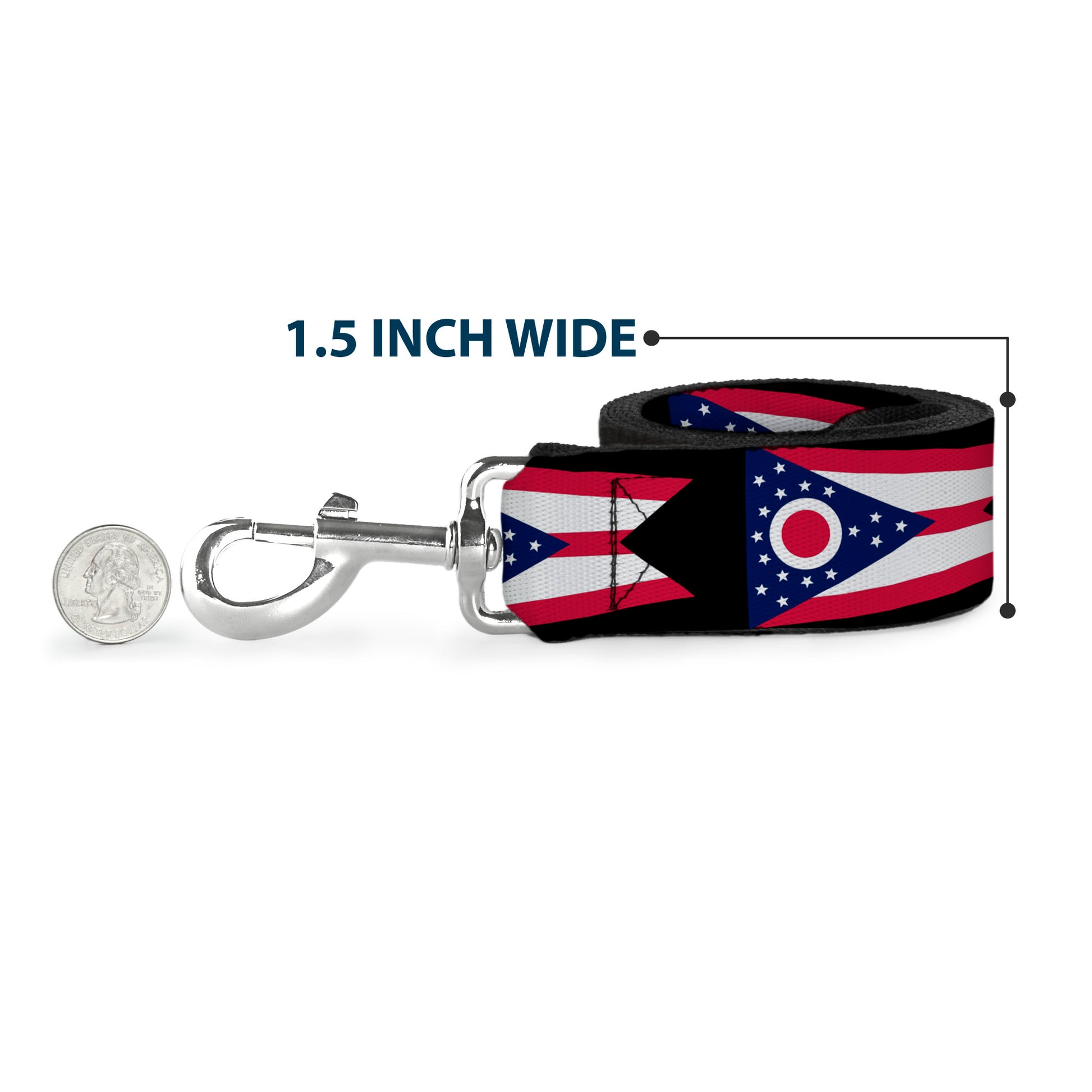 Dog Leash - Ohio Flag Repeat Black Dog Leashes Buckle-Down