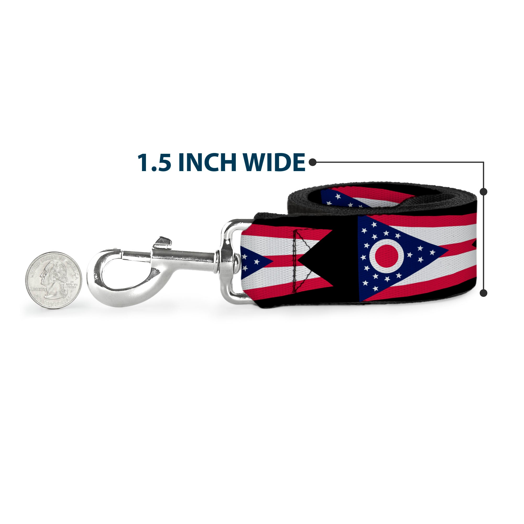 Dog Leash - Ohio Flag Repeat Black Dog Leashes Buckle-Down