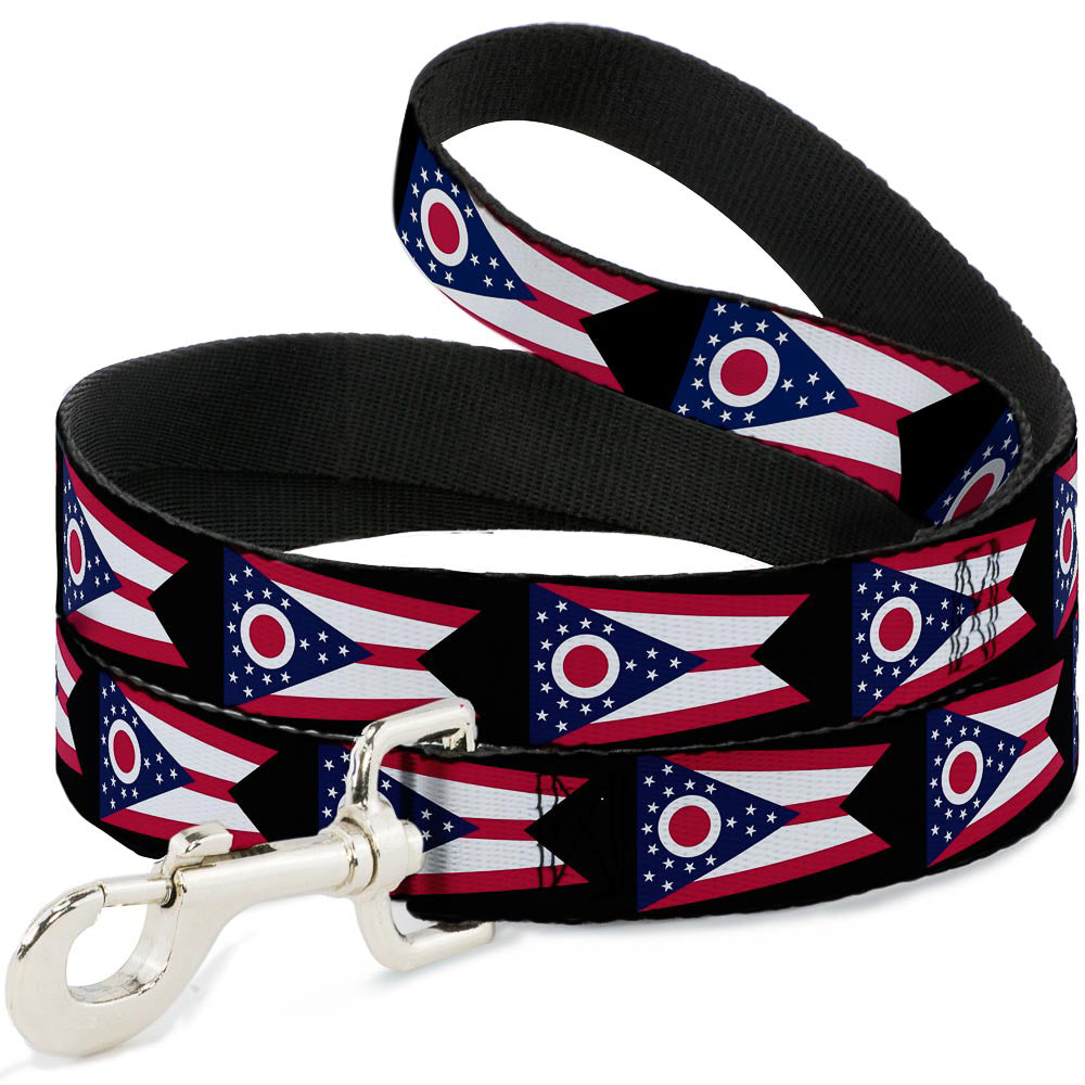 Dog Leash - Ohio Flag Repeat Black Dog Leashes Buckle-Down