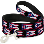 Dog Leash - Ohio Flag Repeat Black Dog Leashes Buckle-Down