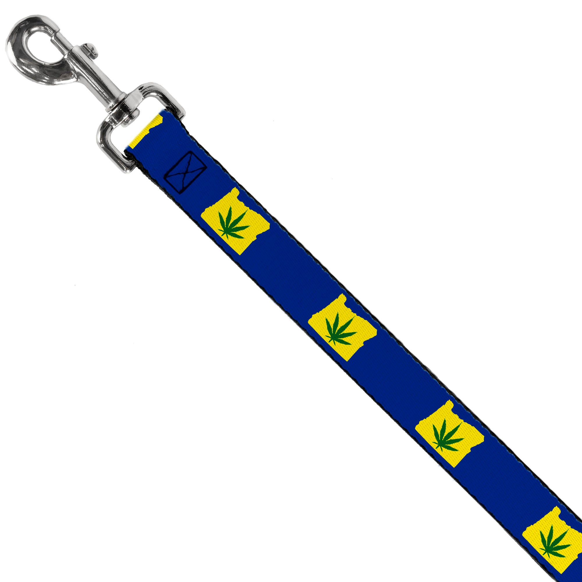 Buckle-Down Dog Leash - Oregon State Silhouette/Marijuana Leaf Blue/Yellow/Green Dog Leashes Buckle-Down