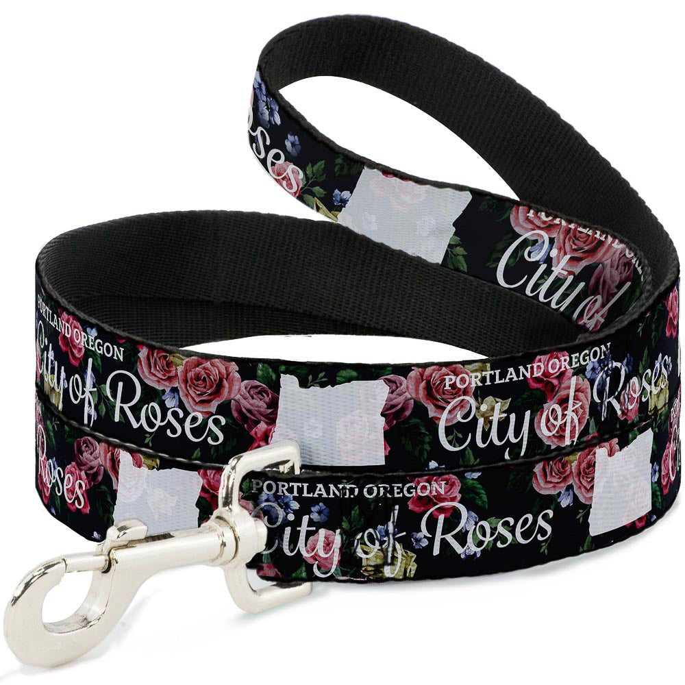 Dog Leash - Oregon Silhouette/PORTLAND OREGON-CITY OF ROSES Roses/White Dog Leashes Buckle-Down