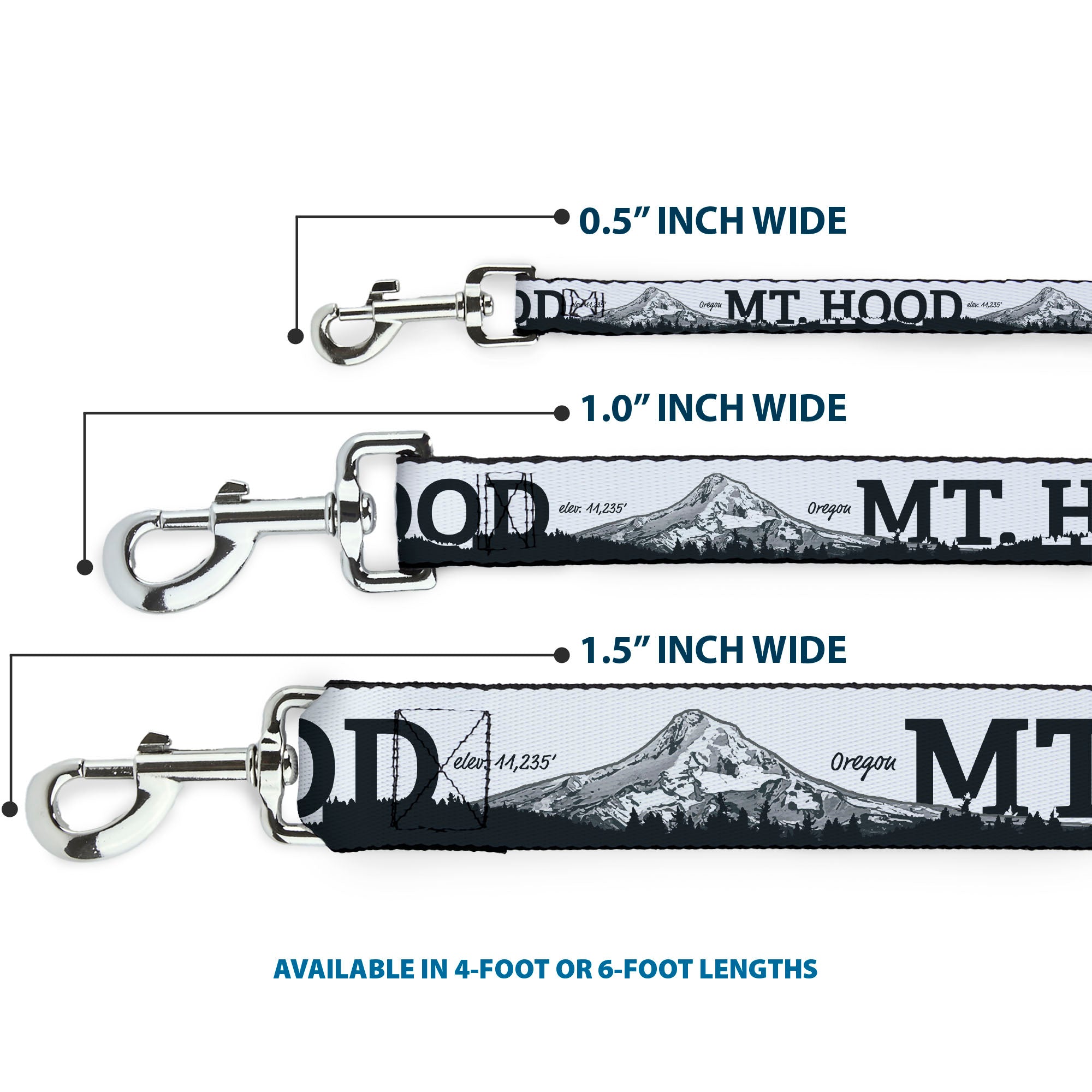 Dog Leash - Oregon MT. HOOD Scenery White/Grays Dog Leashes Buckle-Down