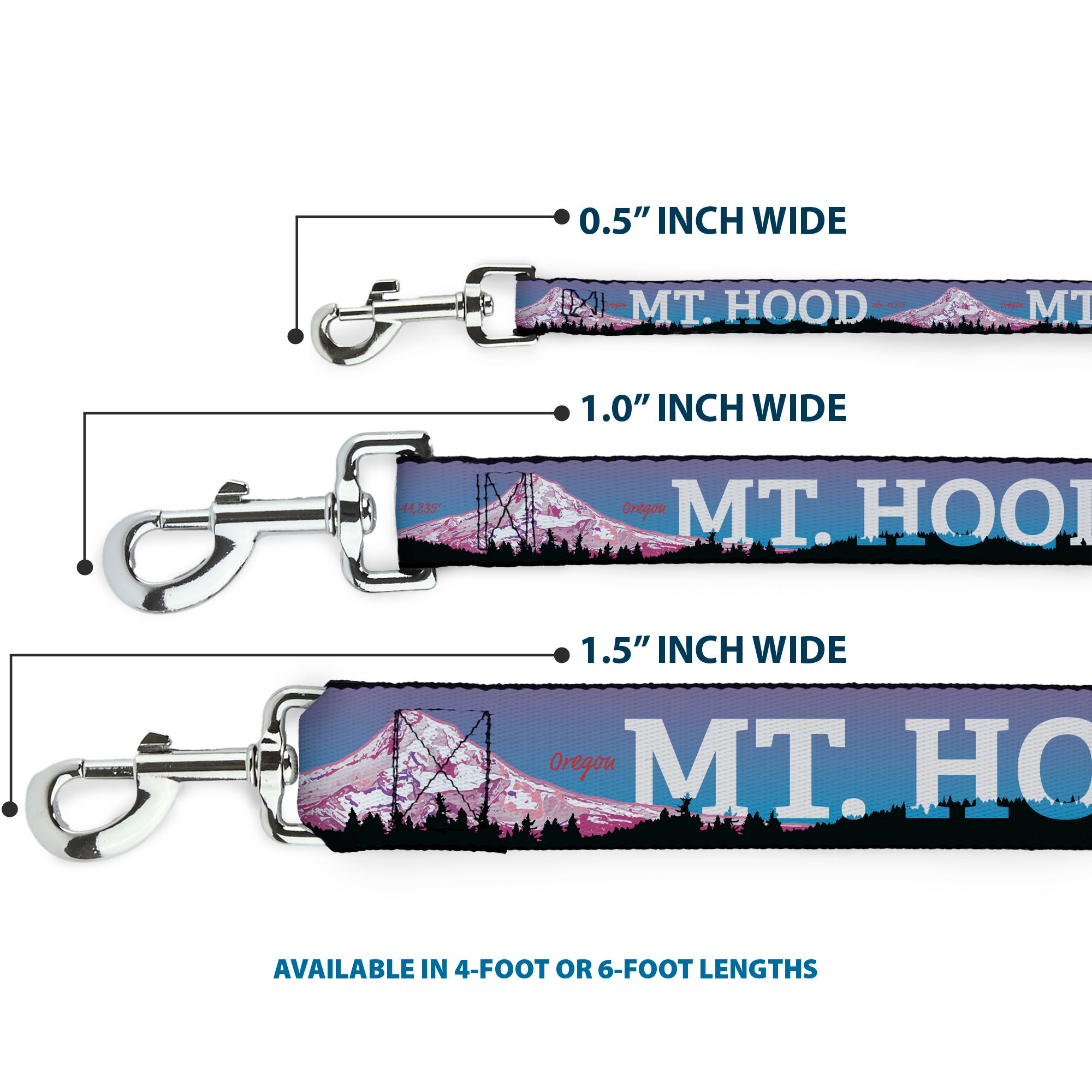Dog Leash - Oregon MT. HOOD Scenery Blues/Purples/Black/White Dog Leashes Buckle-Down