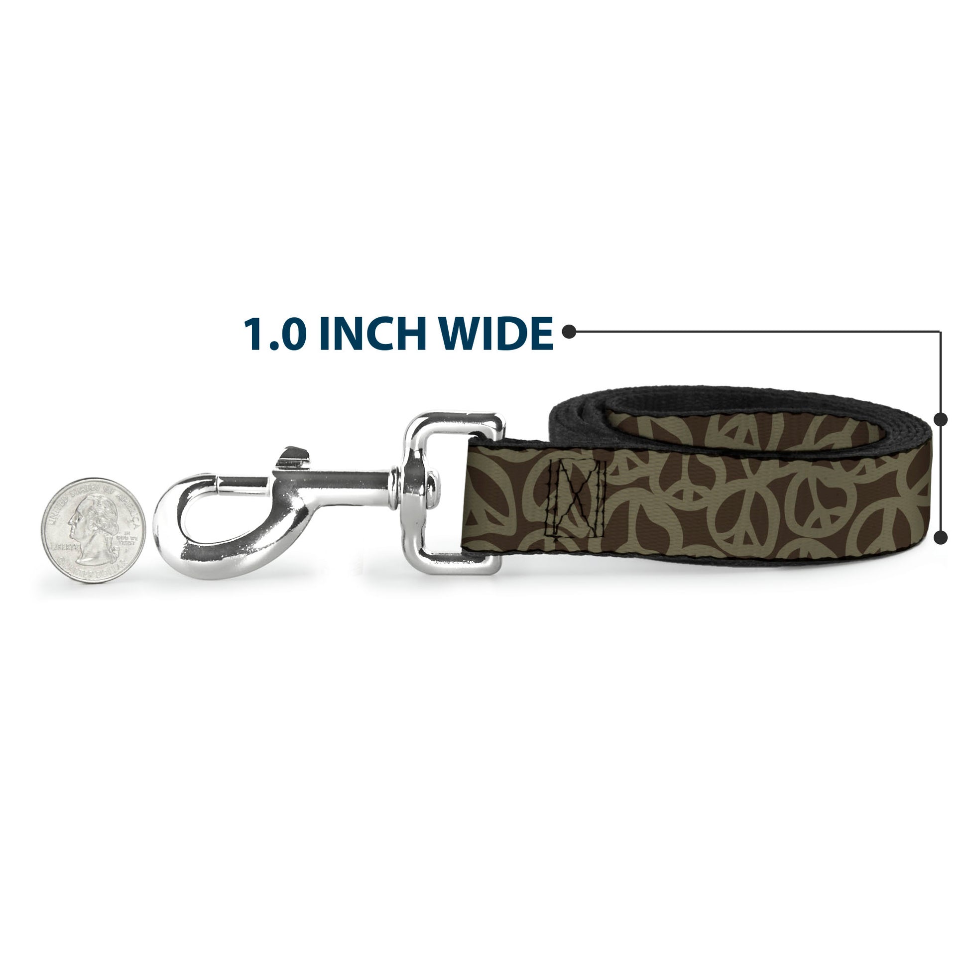 Dog Leash - Peace Brown/Olive Dog Leashes Buckle-Down