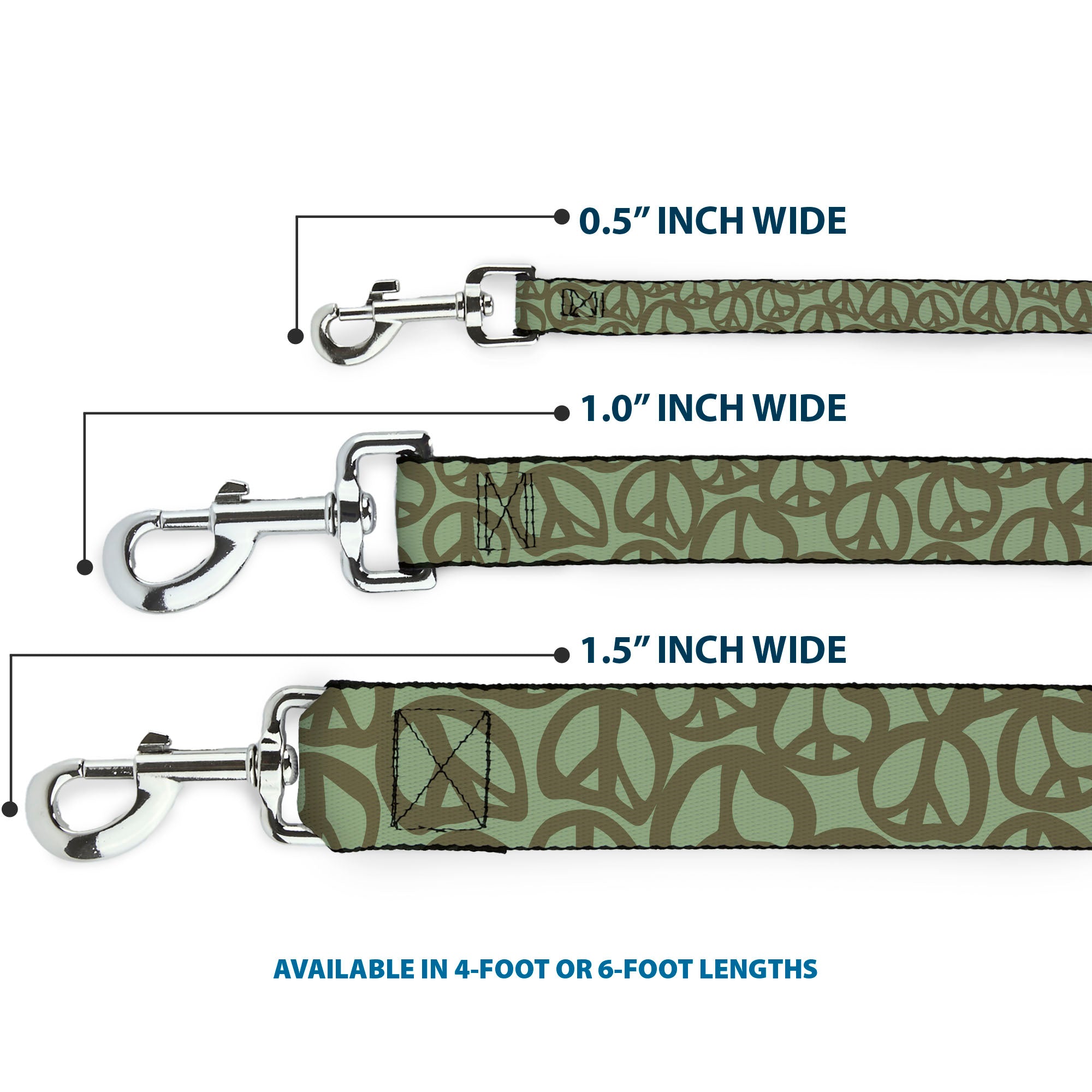 Dog Leash - Peace Sage/Olive Dog Leashes Buckle-Down