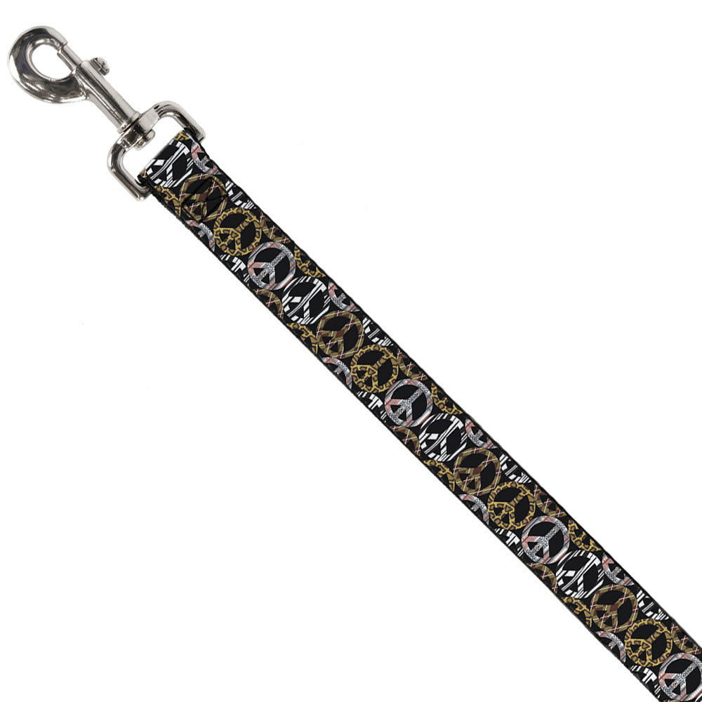Dog Leash - Peace Black/Animal Prints Dog Leashes Buckle-Down