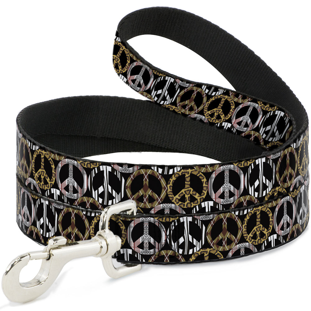 Dog Leash - Peace Black/Animal Prints Dog Leashes Buckle-Down