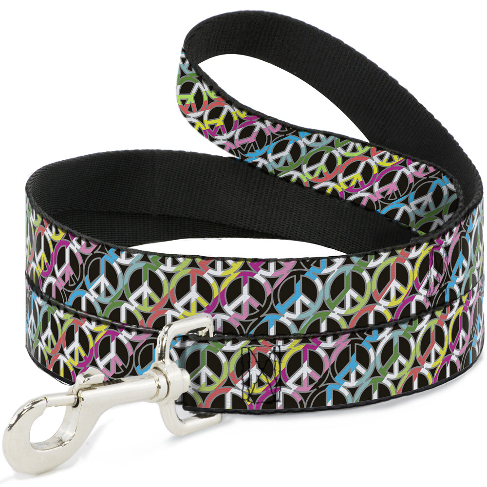 Dog Leash - Peace Black/Multi Stripes Dog Leashes Buckle-Down