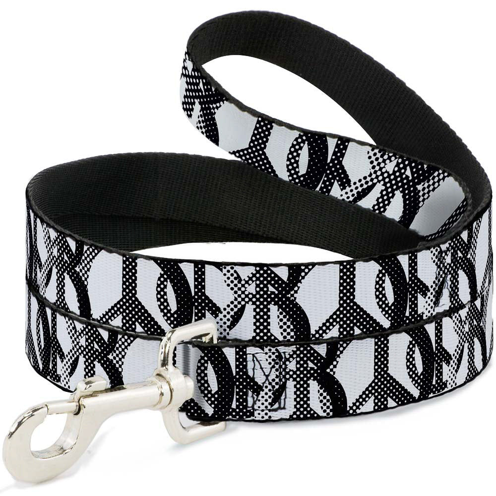 Dog Leash - Peace Dots White/Black Dog Leashes Buckle-Down