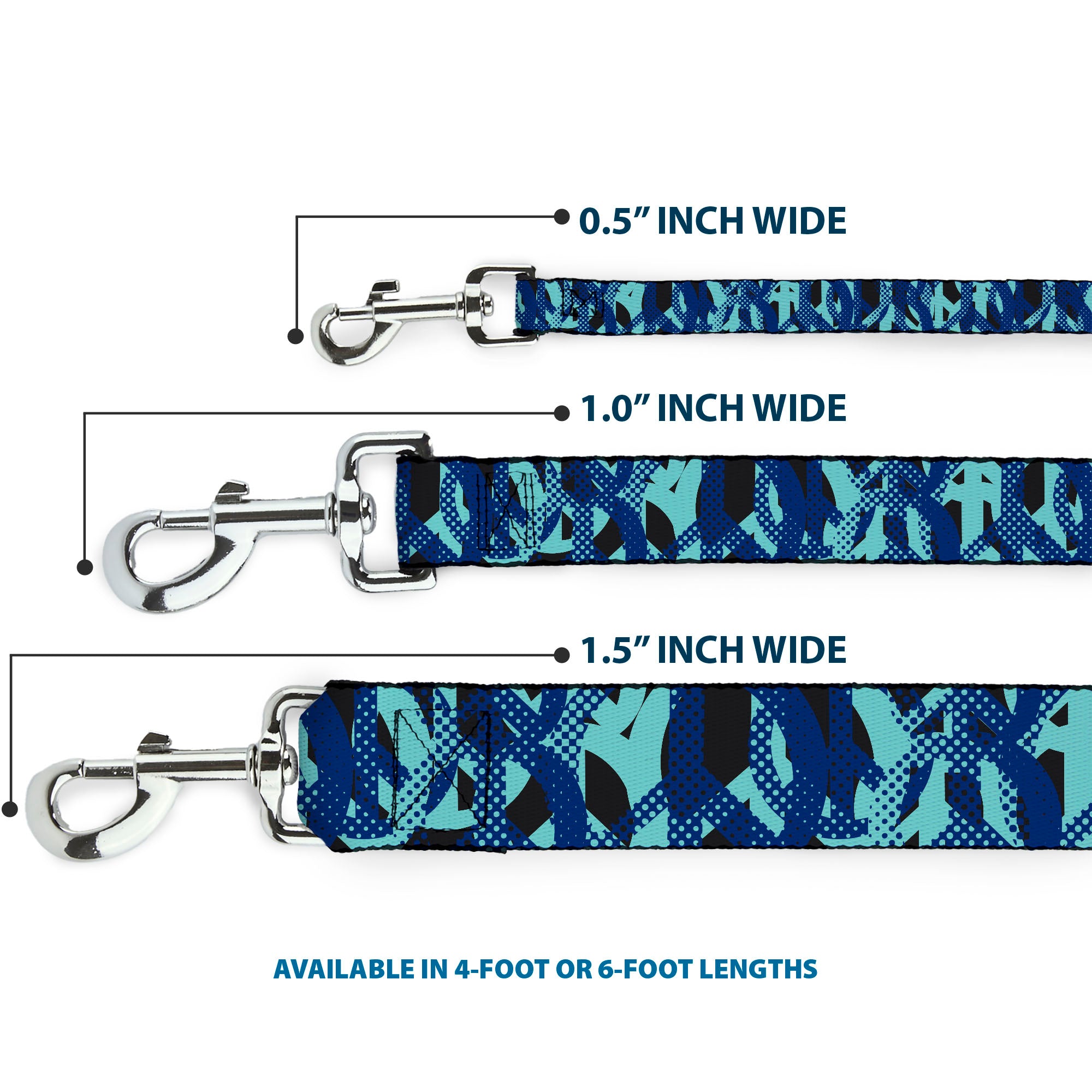 Dog Leash - Peace Dots White/Blue Dog Leashes Buckle-Down