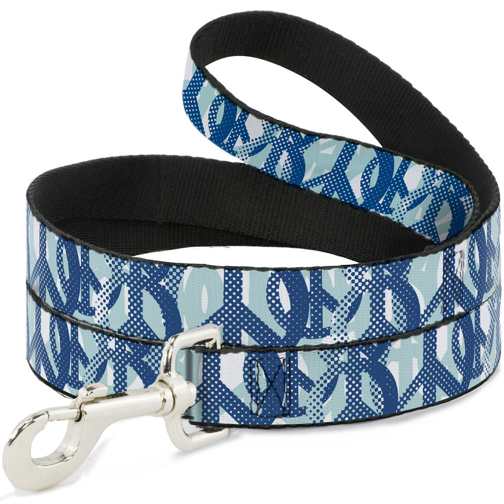 Dog Leash - Peace Dots White/Blue Dog Leashes Buckle-Down
