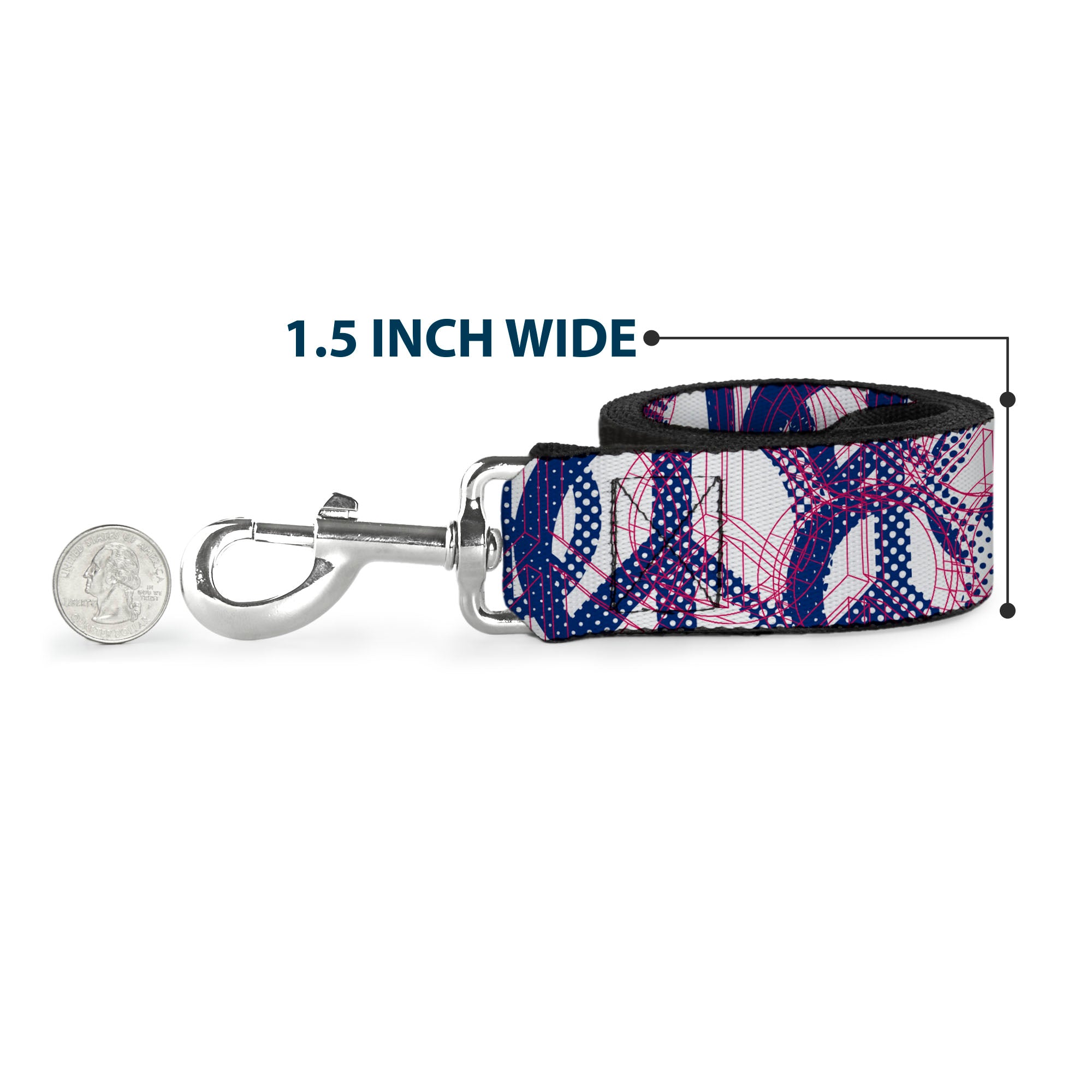 Dog Leash - Peace Mixed White/Blue/Pink Dog Leashes Buckle-Down