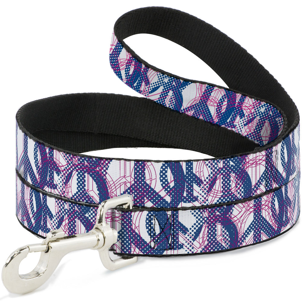 Dog Leash - Peace Mixed White/Blue/Pink Dog Leashes Buckle-Down