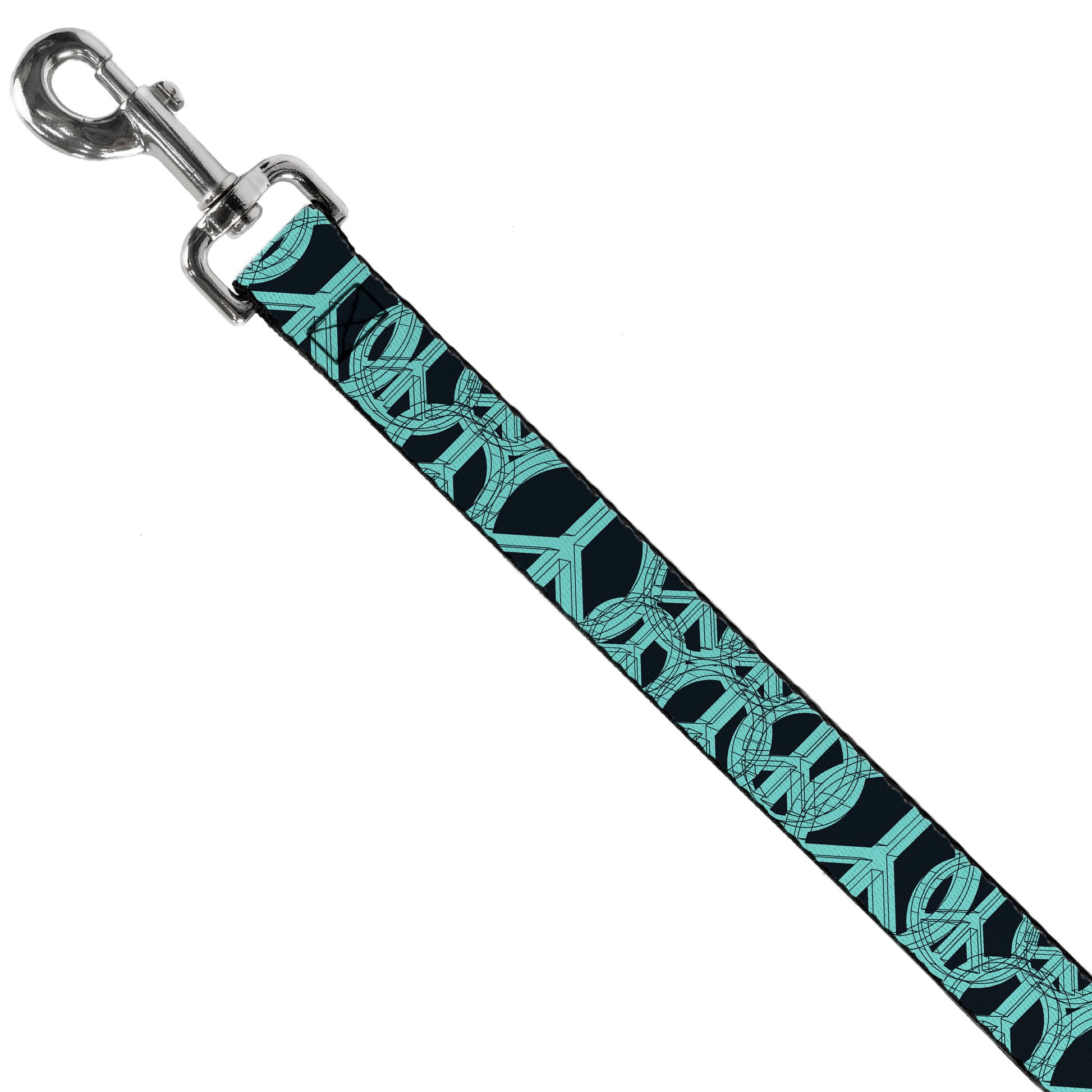 Dog Leash - Peace Sketch Black/Baby Blue Dog Leashes Buckle-Down