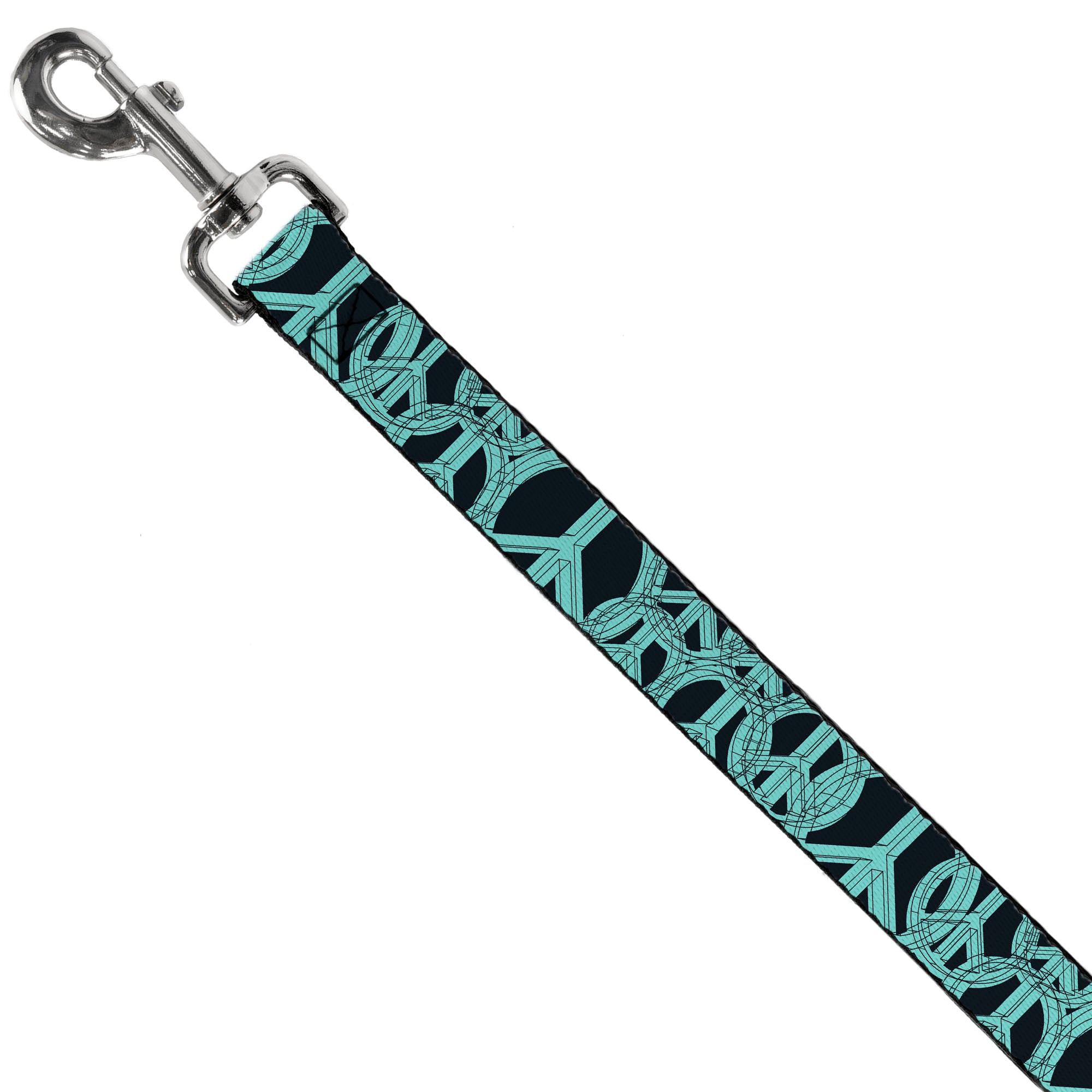Dog Leash - Peace Sketch Black/Baby Blue Dog Leashes Buckle-Down