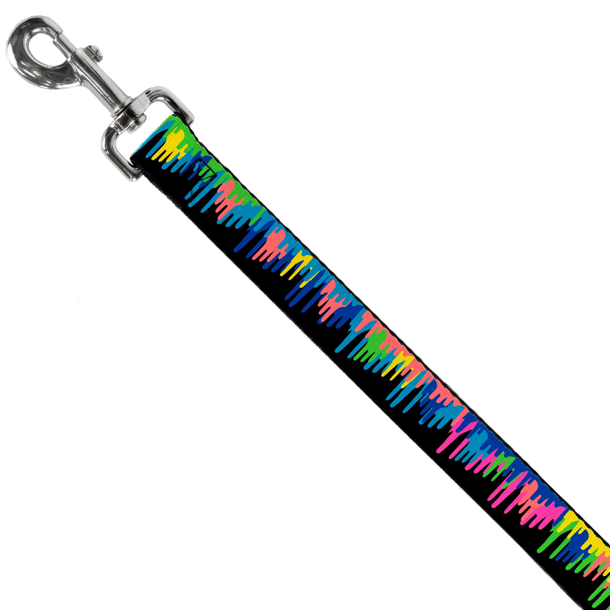 Dog Leash - Paint Drips Black/Multi Neon Dog Leashes Buckle-Down