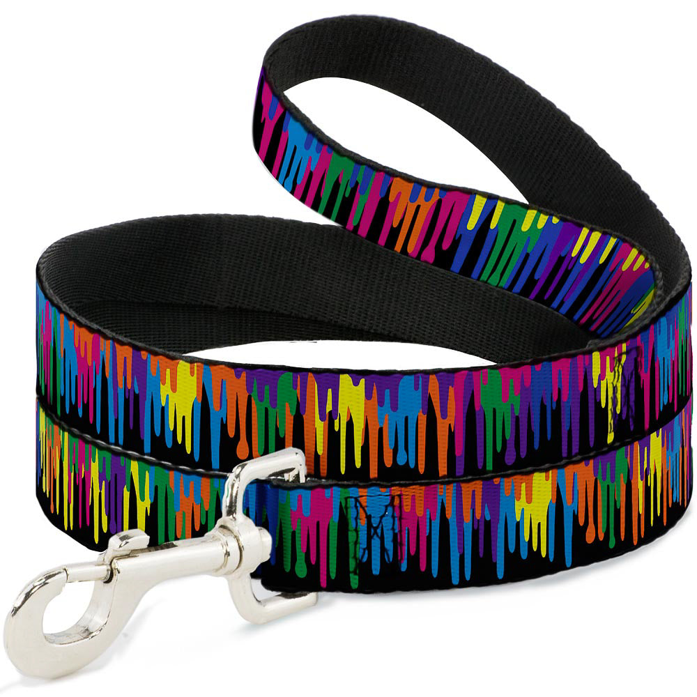 Dog Leash - Paint Drips Black/Multi Neon Dog Leashes Buckle-Down