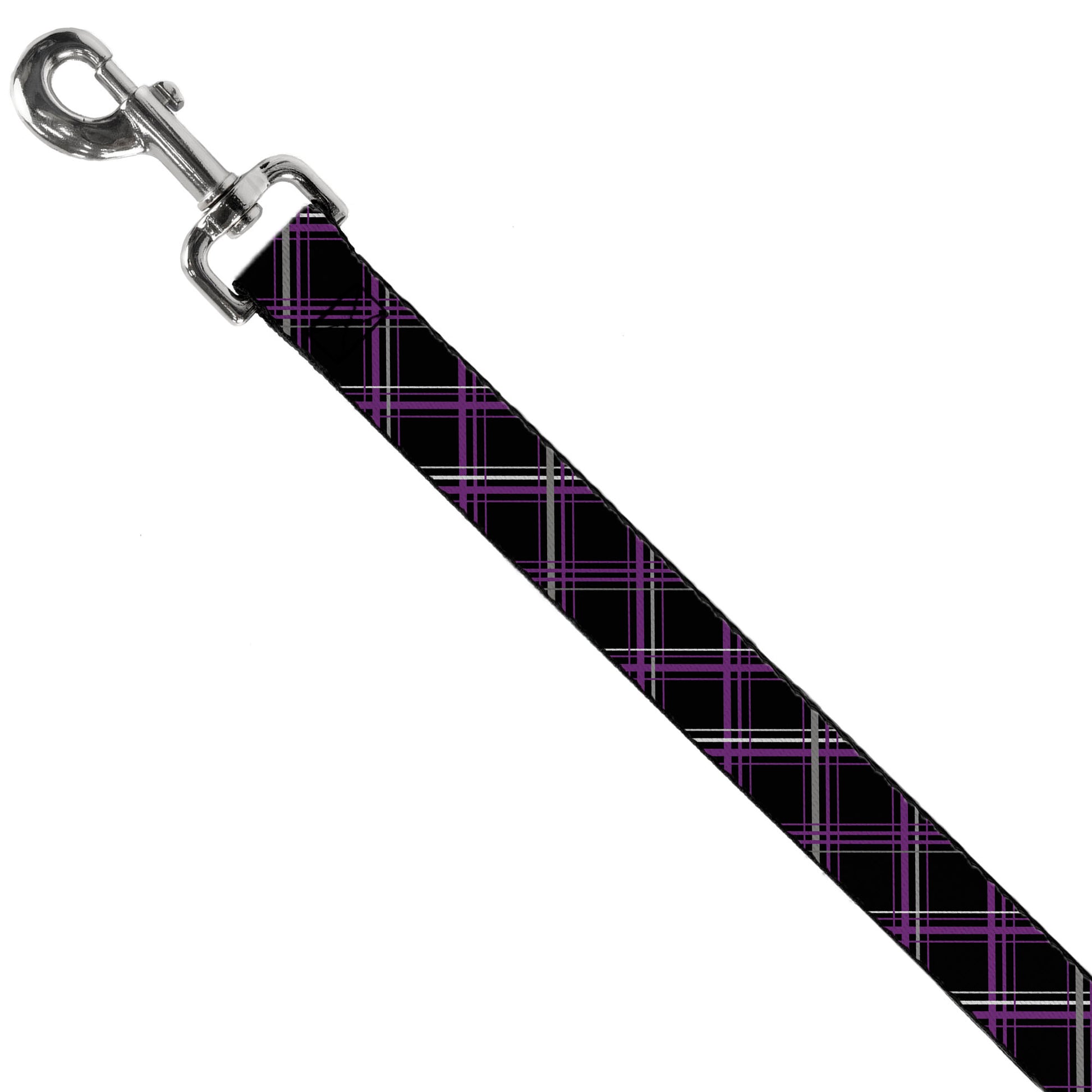 Dog Leash - Plaid Black/Purple/Gray Dog Leashes Buckle-Down