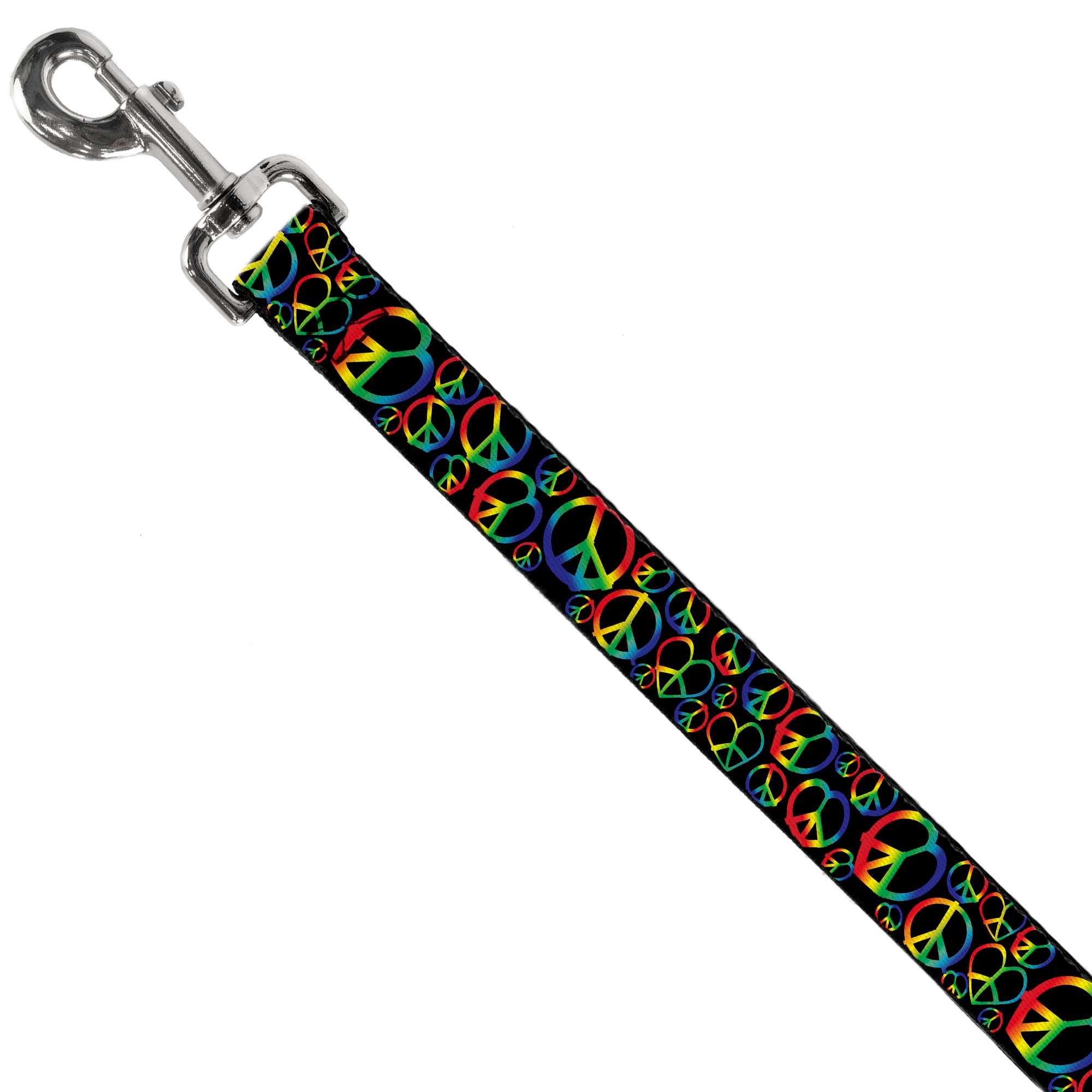 Dog Leash - Peace Heart Black/Rainbow Ombre Dog Leashes Buckle-Down