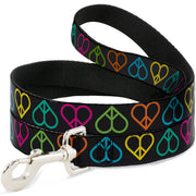 Dog Leash - Peace Hearts Repeat Black/Neon Dog Leashes Buckle-Down