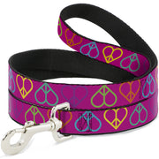 Dog Leash - Peace Hearts Repeat Fuchsia/Neon Dog Leashes Buckle-Down