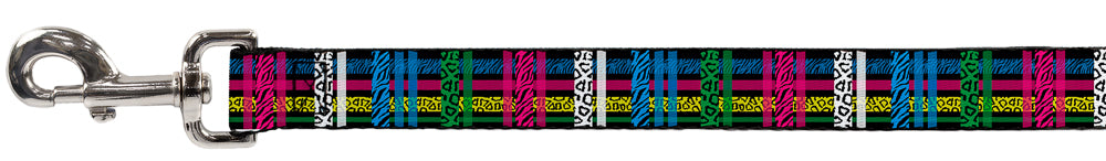 Dog Leash - Plaid Black/Neon Animal Skins Dog Leashes Buckle-Down